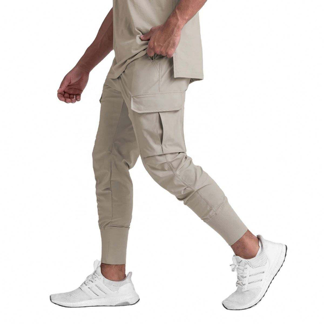 Спеціальні чоловічі тонкі штани для фітнесу Cargo Joggers від виробника OEM, спортивні тренувальні штани з великими кишенями Cargo