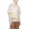 Fabricante OEM, blusa de verano personalizada, moda Beige, manga corta, cuello cuadrado, camisa de algod&oacute;n de ganchillo ahuecada para hombres