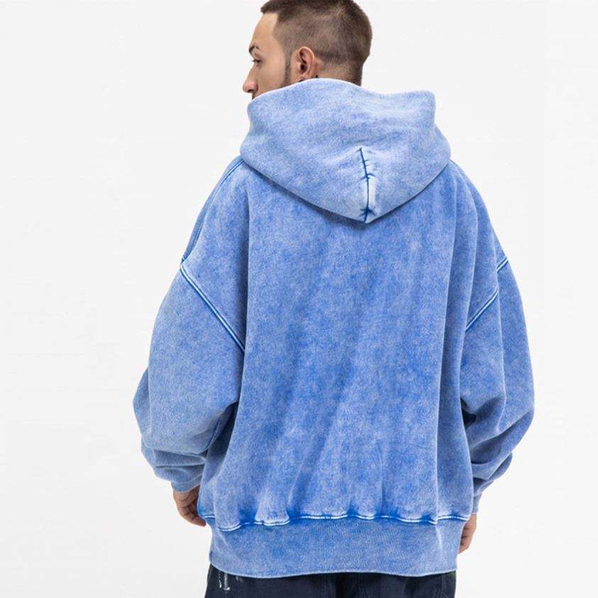 OEM-fabrikant op maat gemaakte oversized vintage acid wash zwaargewicht blanco hoodie-trui met verstelbare mouwen