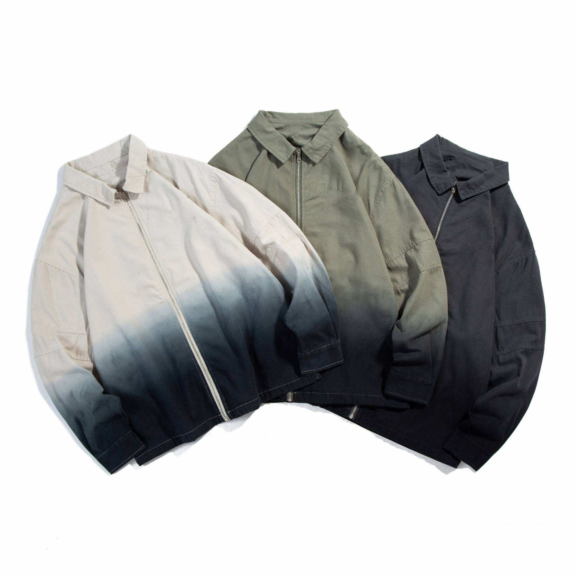 Fabricante OEM Roupas Personalizadas Masculinas Retro Pop Gradiente Impress&atilde;o Lapela Casual Looses Para Jaqueta