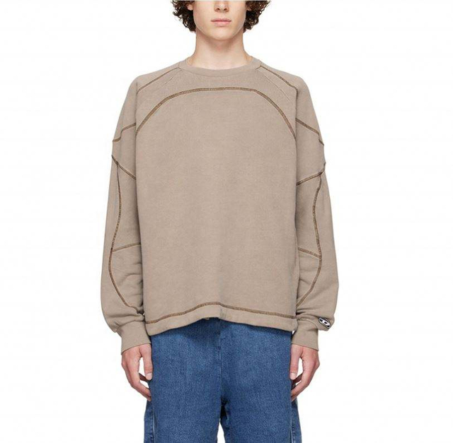 تصنيع المعدات الأصلية الصانع مخصص القطن الفرنسية تيري رجالي التباين خياطة المتضخم بلوزات Crewneck