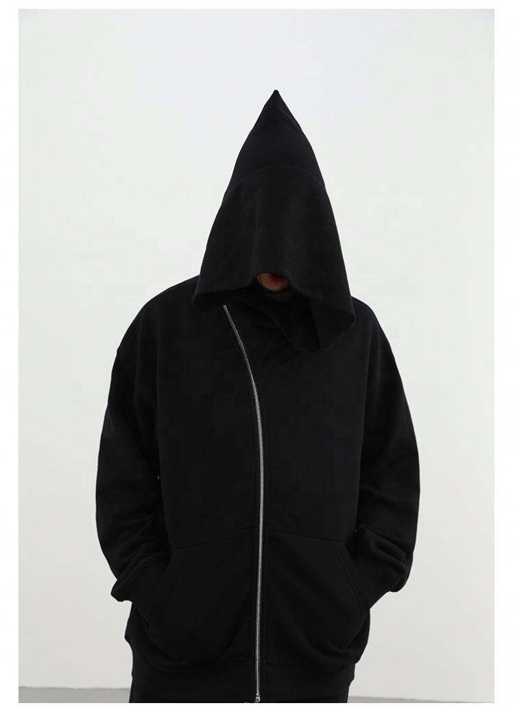 Pengeluar OEM Berkualiti Tinggi Berat Berat Bordir Zip Hoodie Logo Tersuai Besar Besar Zip Penuh Hoodie Muka Kosong Zip Hoodie