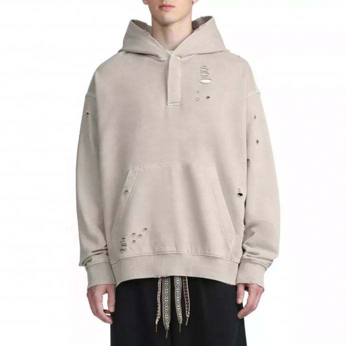 Fabricante OEM personalizado atacado streetwear masculino simples oversized pesado vintage lavagem desgastada pul&ocirc;ver com capuz