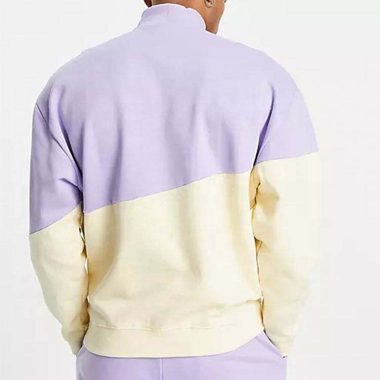 OEM-Hersteller kundenspezifischer Herren-Sweatshirt mit Farbblock und halbem Rei&szlig;verschluss, hoher Kragen, Kontrastfarbe, &uuml;bergro&szlig;er Kapuzenpullover