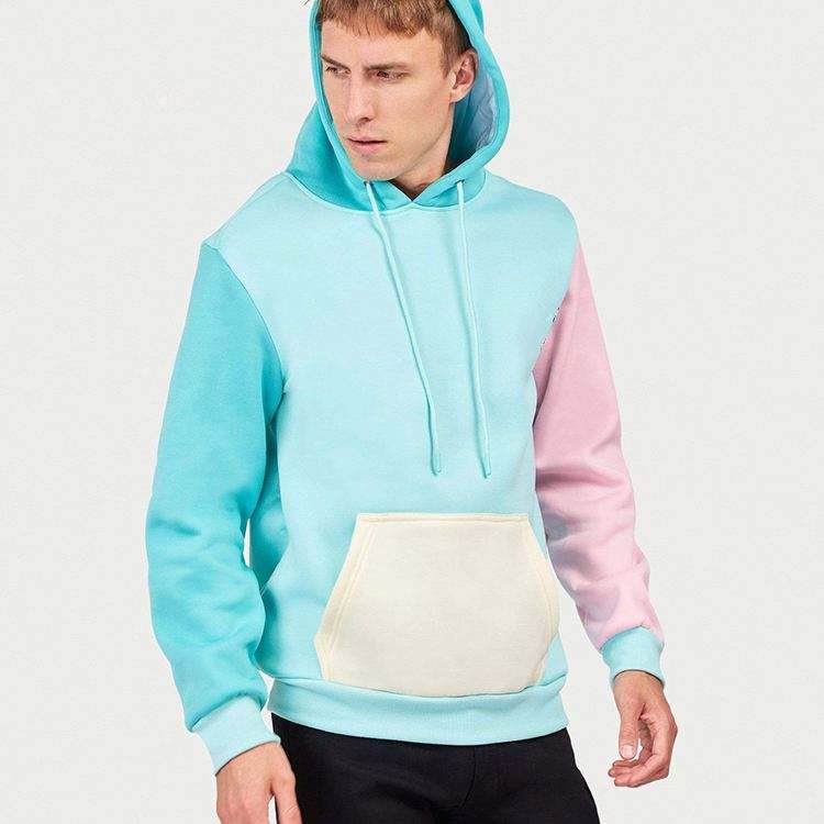 Fabricante OEM personalizado novo design em branco pul&ocirc;ver de manga comprida de alta qualidade com capuz de algod&atilde;o patchwork colorido