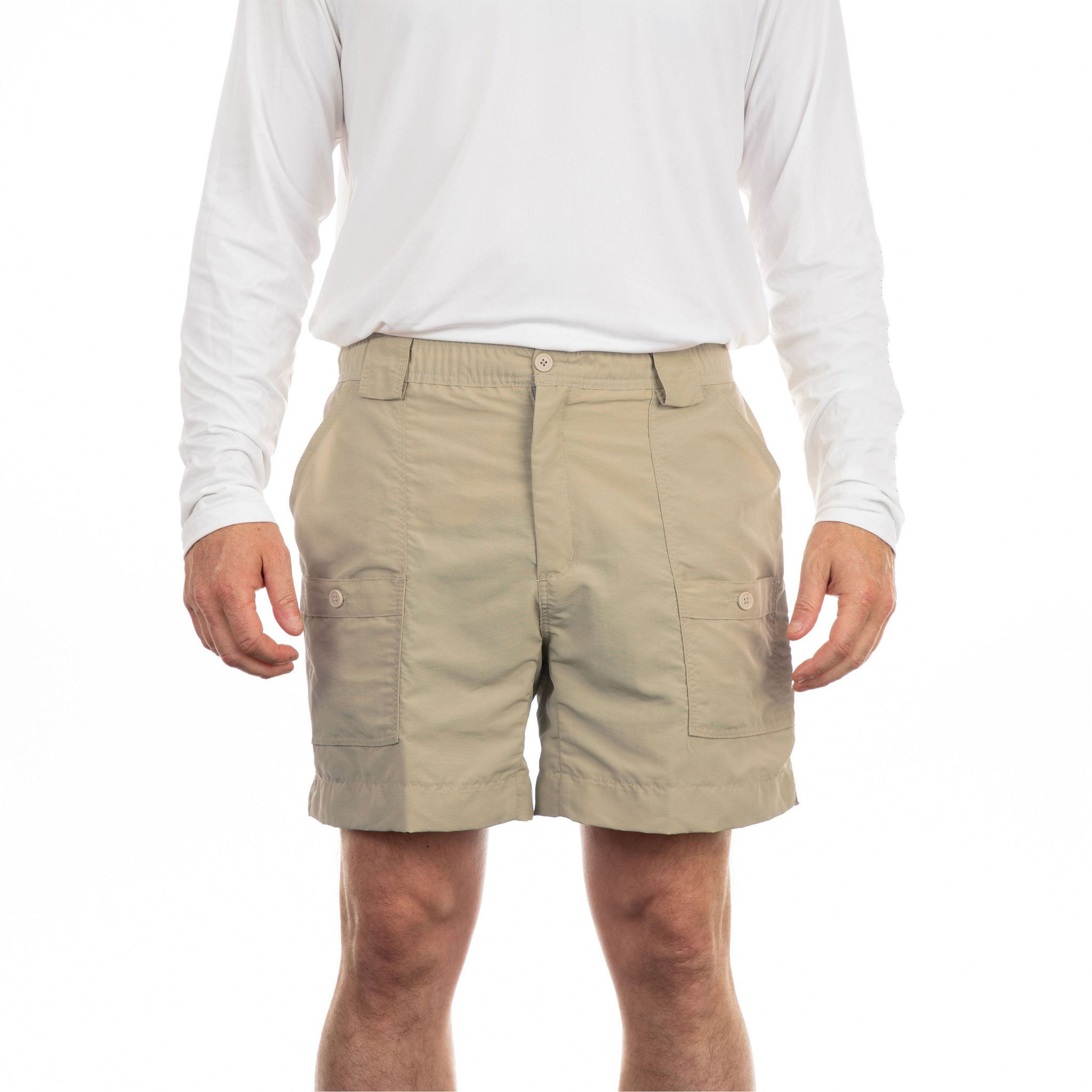 Fabricante OEM, logotipo personalizado, cintura el&aacute;stica oculta, pantalones cortos de pesca de secado r&aacute;pido para hombres, informales