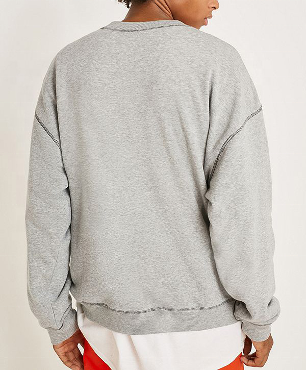 OEM-Hersteller kundenspezifische Herren-Sweatshirts aus Baumwolle mit Rundhalsausschnitt in &Uuml;bergr&ouml;&szlig;e und Kontrastn&auml;hten, schlichter Pullover mit tiefer Schulterpartie
