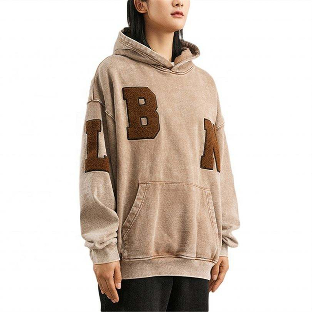 Sudadera con capucha con parche bordado de chenilla con logotipo personalizado para hombre, peso pesado, ecol&oacute;gico, Vintage, fabricante OEM, 2022