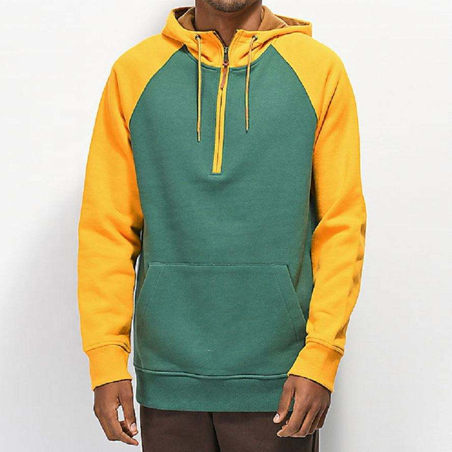 Felpa con cappuccio con cappuccio in bianco a blocchi di colore giallo verde 100 cotone personalizzato di alta qualit&agrave; da uomo del produttore OEM