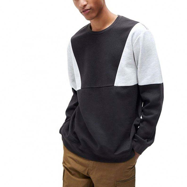 OEM v&yacute;robce Custom Men Color Block Crew Neck mikina s dvojit&yacute;m proš&iacute;v&aacute;n&iacute;m Kontrastn&iacute; barva Oversized mikina