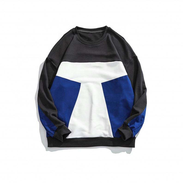 OEM-fabrikant Aangepaste kleurblok O-hals trui met lange mouwen Plus maat hoodies Casual