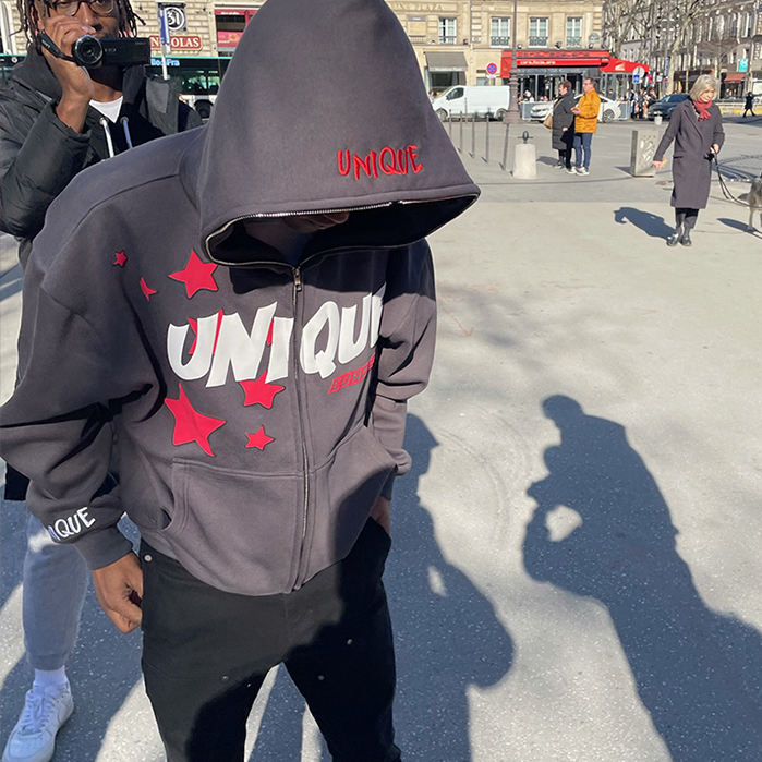 Fabricant de gros OEM unisexe Logo personnalis&eacute; fermeture &eacute;clair Zipup blanc Streetwear impression bouff&eacute;e sublim&eacute; hommes sweat &agrave; capuche zipp&eacute; complet