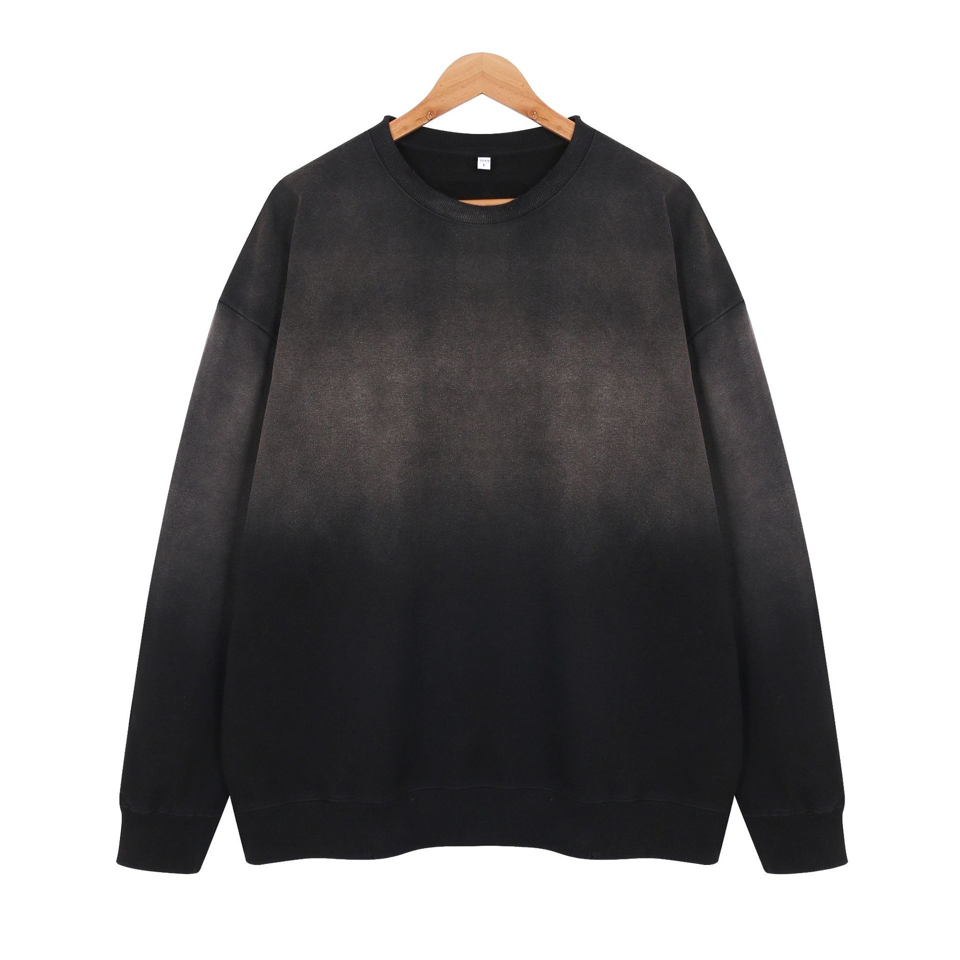 400Gsm ခေတ်ဟောင်း Gradient အရောင် Streetwear Crewneck Retro စိတ်ကြိုက်လိုဂို အမျိုးသားများအတွက် Hoodie အင်္ကျီ