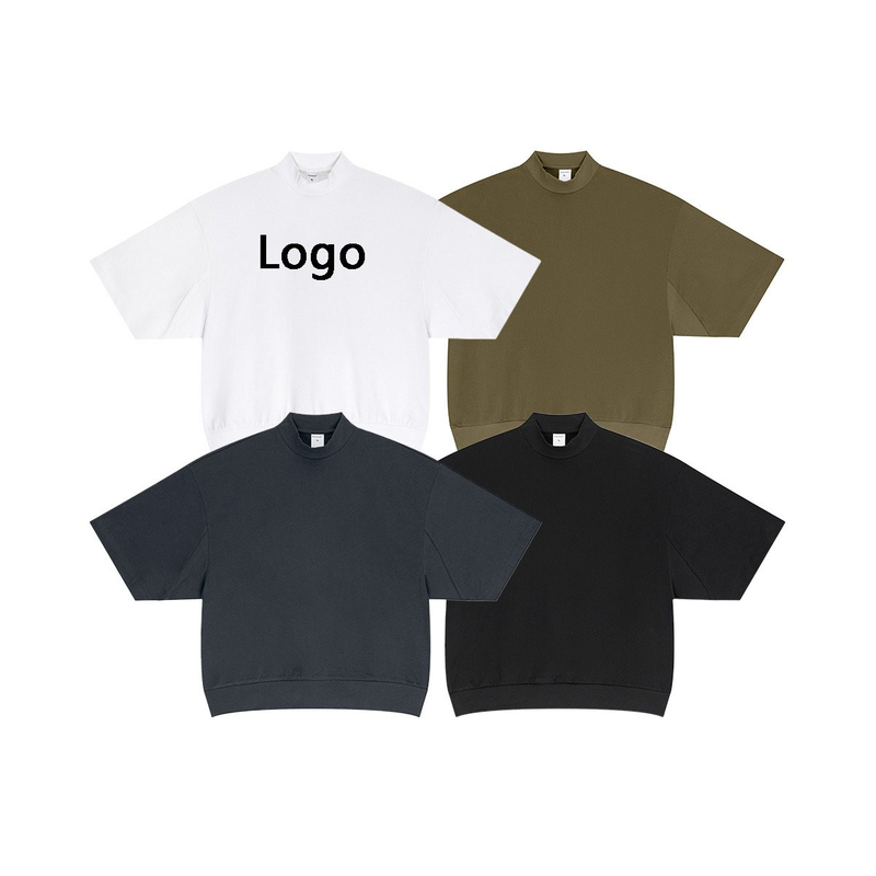 K1130 เสื้อยืดขยายชายเสื้อ Boxy Half Height Collar