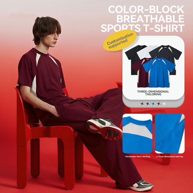26001 T-shirt a blocchi di colore con giunzioni per esterni