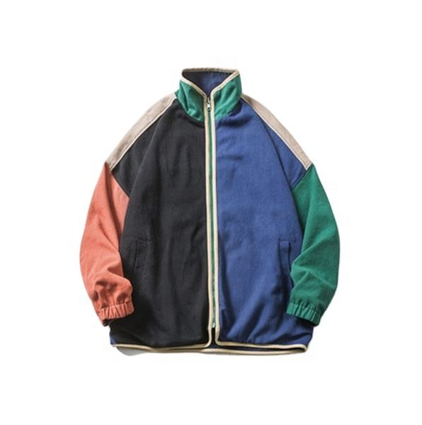 Giacca da cappotto a maniche lunghe colorata con cuciture alla moda casual con colletto rialzato da corsa da uomo personalizzato produttore OEM