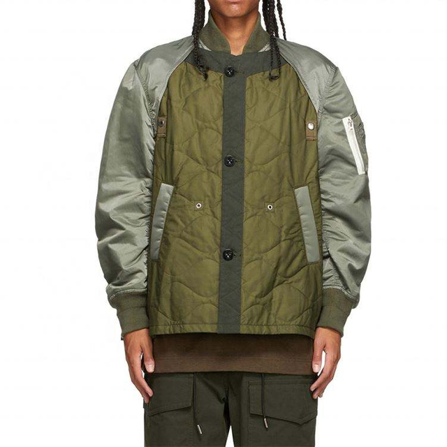 Veste personnalis&eacute;e matelass&eacute;e en nylon &agrave; manches raglan pour hommes de bombardiers de mode de fabricant d'OEM
