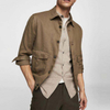 Custom Logo Design Linen Blend Classic Collar Jacket Long Sleeve With Buttoned Cuffs Pockets Men's Jackets