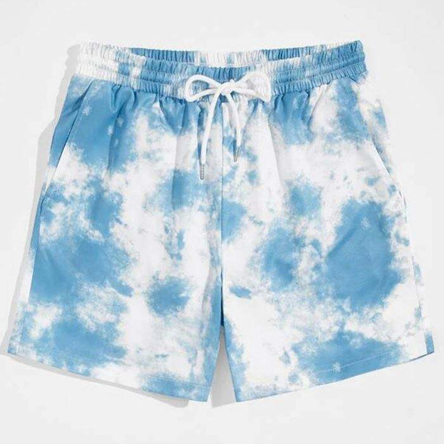 Factory Custom Men Shorts Pants Allover Tie Dye Printed Drawstring Waist Shorts Men's Shorts