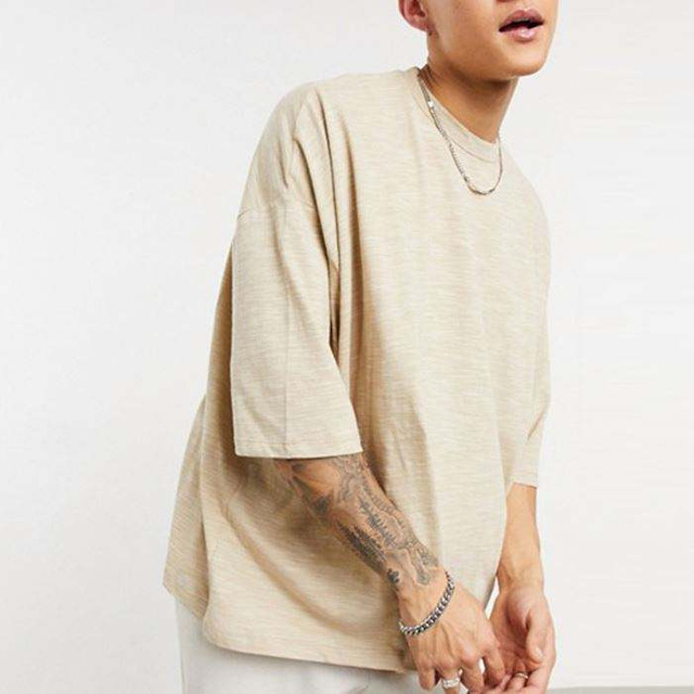 Lupum Hot Selling Sublimation Blanks T-shirts Iacta humerum solidus color homines Oversize shirt