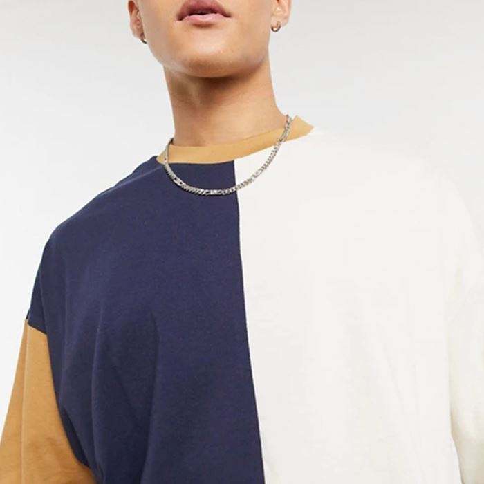 Mole Sale High Quality T Shirts Custom Color Block Short Sleeve Men Drop Humerum T Shirt