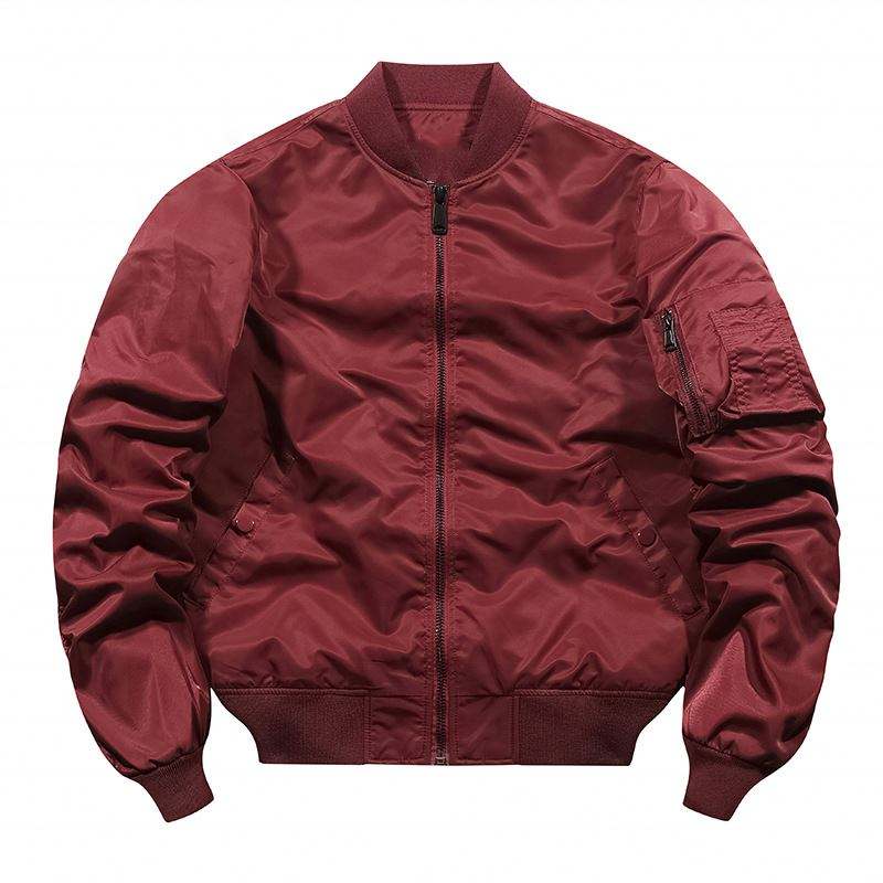 OEM-producent Ny designer tilpasset farve almindeligt bomuldsbroderi Lappede bombefly Sort sportsjakke