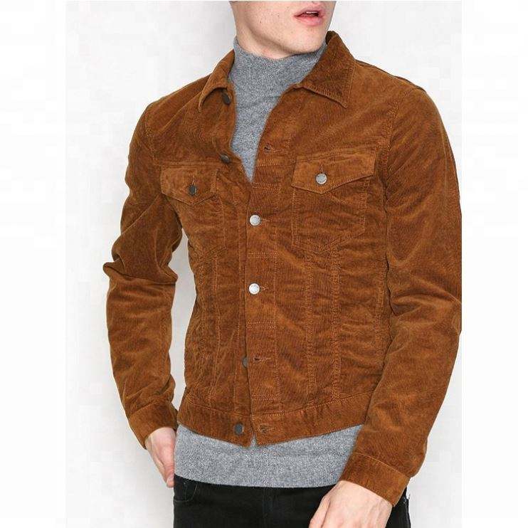 Veste en velours c&ocirc;tel&eacute;, vente en gros, manteau court marron pour homme, vente en gros directe d'usine