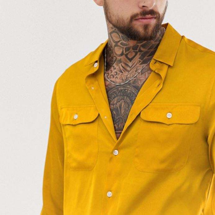 OEM-Hersteller hochwertiges, schlichtes Satin-Herren-Langarmhemd