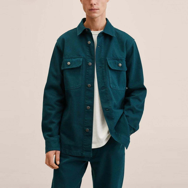 OEM Producent H&oslash;jkvalitets Man Custom Logo Bomuld Lang&aelig;rmet Button Up denimskjorte