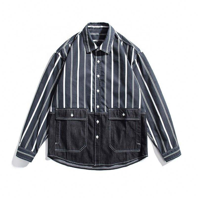 OEM Manufacturer Custom Service Men's Shirt Contra Color suturing Three-Dimensional Pocket solve Shirts For Men