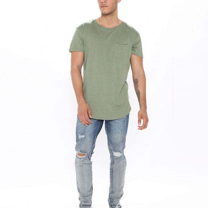 Manufacturers Tutus T-Shirt Sleeve Crew Collum Viri circa Curvam Hem T-shirt