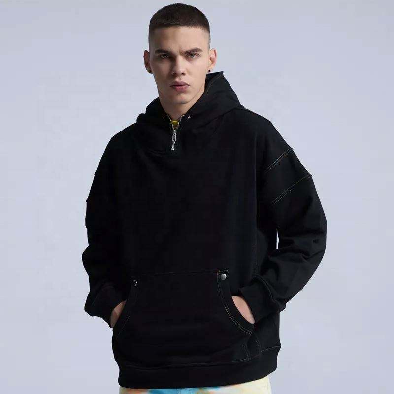 OEM Producent Custom Halv lynl&aring;s Pullover Oversize h&aelig;ttetr&oslash;je herret&oslash;j