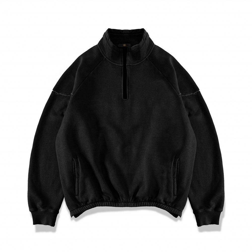 ผู้ผลิต OEM คุณภาพสูงเสื้อสเวตเตอร์ Hip Hop Retro Washed Olded เสื้อขนแกะแข็งไม่มีฮูด