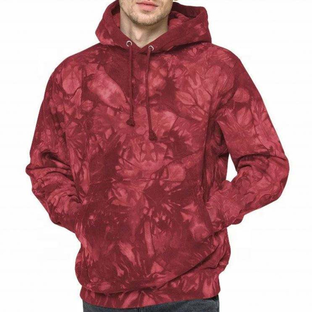 OEM-Hersteller kundenspezifischer Baumwoll-&Uuml;bergro&szlig;er roter Batik-bunter Herren-Hoodie-Sweatshirt-Pullover