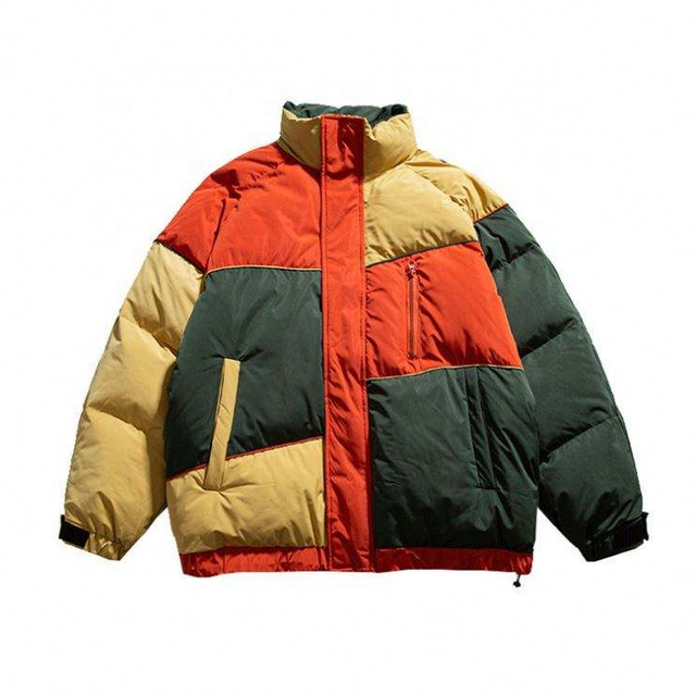 Giacca da cappotto in cotone sciolto patchwork colorato con colletto alla coreana da uomo personalizzato produttore OEM
