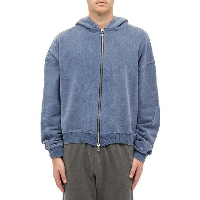 Fabricant OEM vente en gros pour hommes 100% coton, Style Vintage, fermeture &eacute;clair personnalis&eacute;e, coupe surdimensionn&eacute;e, lavage &agrave; capuche