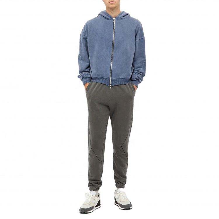 Felpe con cappuccio oversize da lavaggio personalizzate con cerniera in stile vintage da uomo all'ingrosso del produttore OEM in 100% cotone