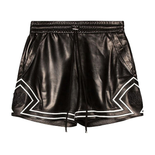 OEM-Hersteller Stilvolles Design Schwarz kann individuell angepasst werden Herren-Shorts aus PU-Leder mit individuellem Logo