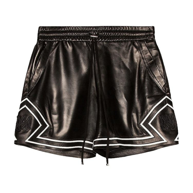 OEM-Hersteller Stilvolles Design Schwarz kann individuell angepasst werden Herren-Shorts aus PU-Leder mit individuellem Logo