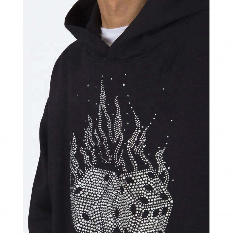 OEM-valmistajan r&auml;&auml;t&auml;l&ouml;idyt miesten puuvillaiset Streetwear -suuret, olkap&auml;&auml;t, tekojalokivihupparit