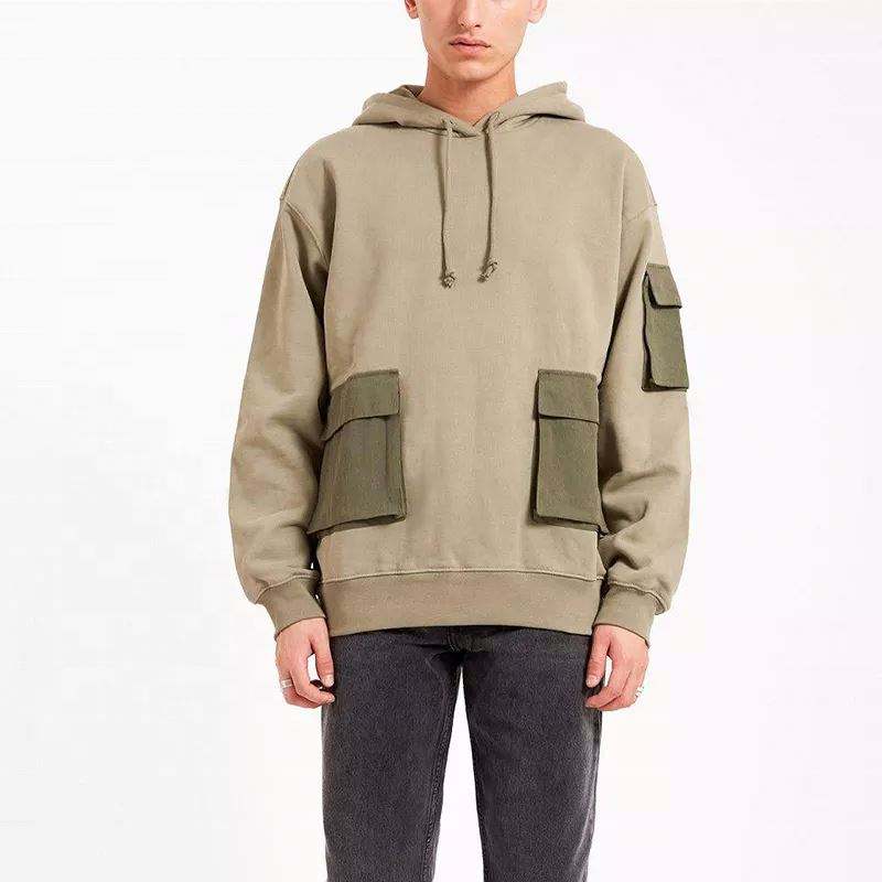 OEM v&yacute;robce Nov&yacute; design Custom Relaxed Fit Heavyweight Hoodie Patchwork Multi Cargo Pocket Plus Size P&aacute;nsk&aacute; mikina