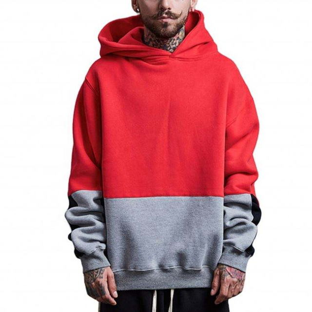 OEM-fabrikant Groothandel op maat Tweekleurige colorblock blanco pullover fleece Geen merknaam Oversized hoodies voor heren