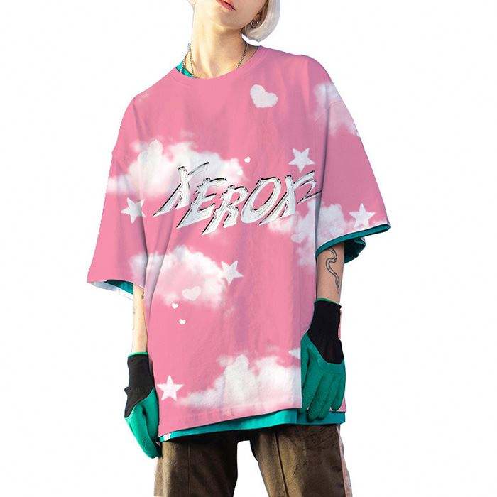 High Street Style Oversized Streetwear Men's Summer T-Shirts Half Sleeve Tshirt Printing Custom Round neck T Shirts