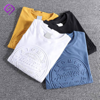 OEM fabricante de alta qualidade Pima Heavy Cotton Tee logotipo personalizado camiseta plus size impress&atilde;o 3d em relevo camisetas masculinas