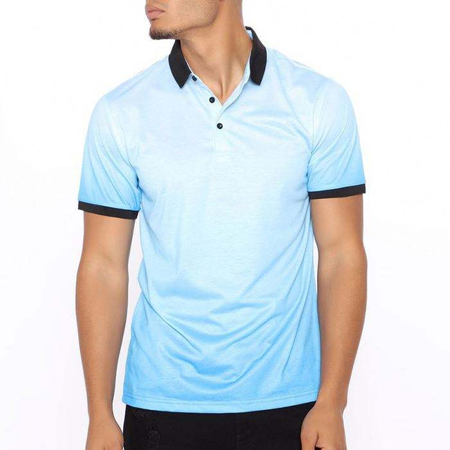 Custom Logo Polo Shirt Short Sleeve Slim Fit Ombre Design Men Polo Shirt