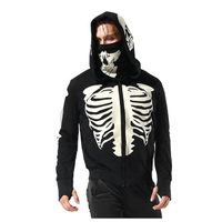 Prilagođeni tiskanje logotipa crni zip up maskirani kapuljača za muškarce Hoodie s maskiranim cosplay hoodie