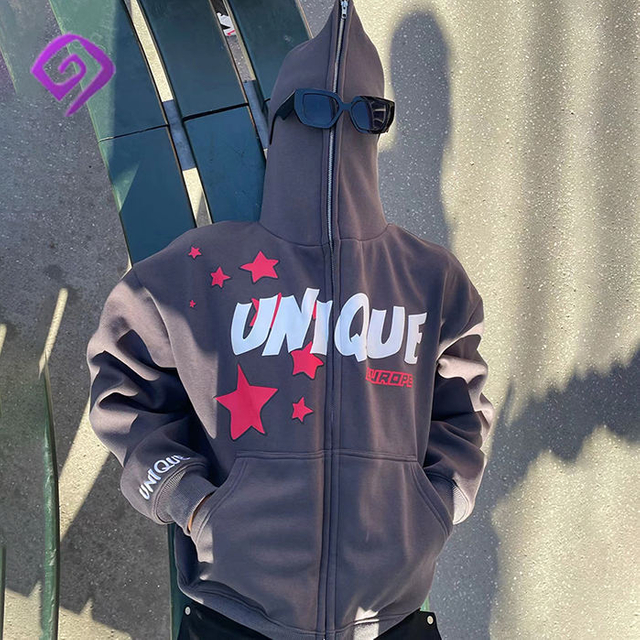 OEM velkoobchodn&iacute; v&yacute;robce Unisex Custom Logo Zip Zip Pr&aacute;zdn&yacute; Streetwear Puff Print Sublimated Muži Celoobličejov&eacute; mikiny na zip