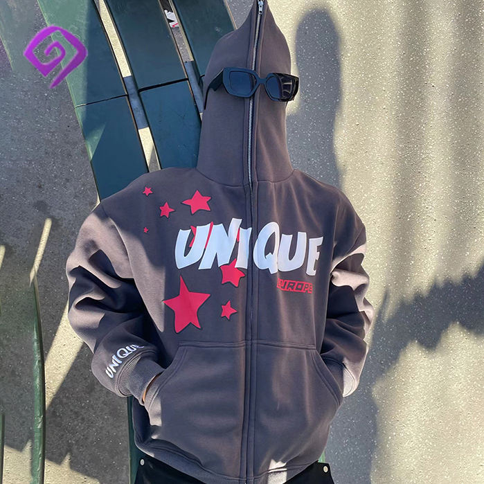 Fabricant de gros OEM unisexe Logo personnalis&eacute; fermeture &eacute;clair Zipup blanc Streetwear impression bouff&eacute;e sublim&eacute; hommes sweat &agrave; capuche zipp&eacute; complet