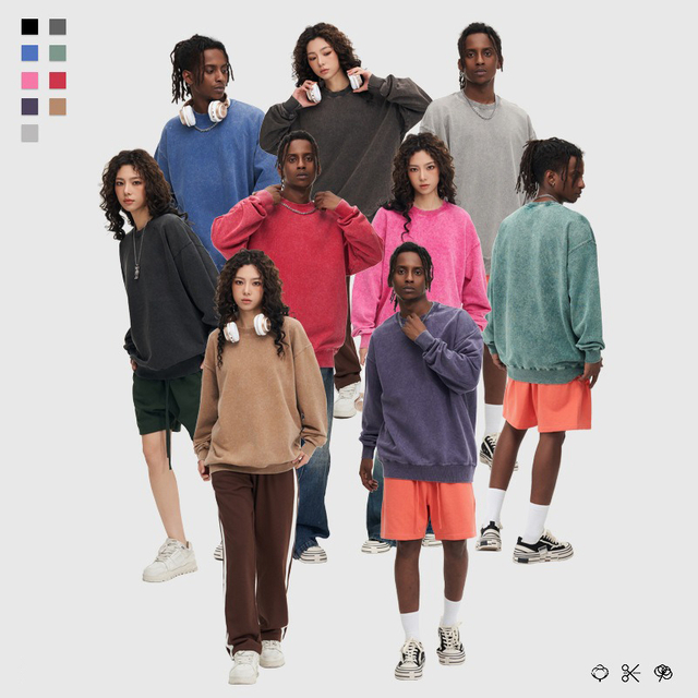 ဇိမ်ခံပုံစံသစ် ဆေးဆိုးပန်းရိုက် 100% Cotton စိတ်တိုင်းကျ အက်ဆစ်ဆေးပြီး ခေတ်ဟောင်း အင်္ကျီ