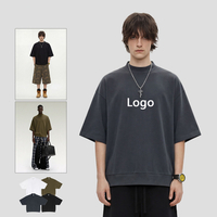 K1130 تي شيرت يشبه الصندوق بنصف ارتفاع وياقة ممتدة بحاشية